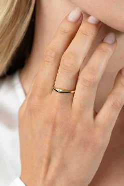Best Zinzi gold plated zilveren ring organisch gevormd 3,5mm breed bezet met witte zirconia ZIR2628