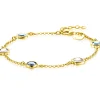 Online Zinzi gold plated zilveren armband met ronde en vierkante zettingen jeansblauw en witgrijs 17-20cm ZIA2526G