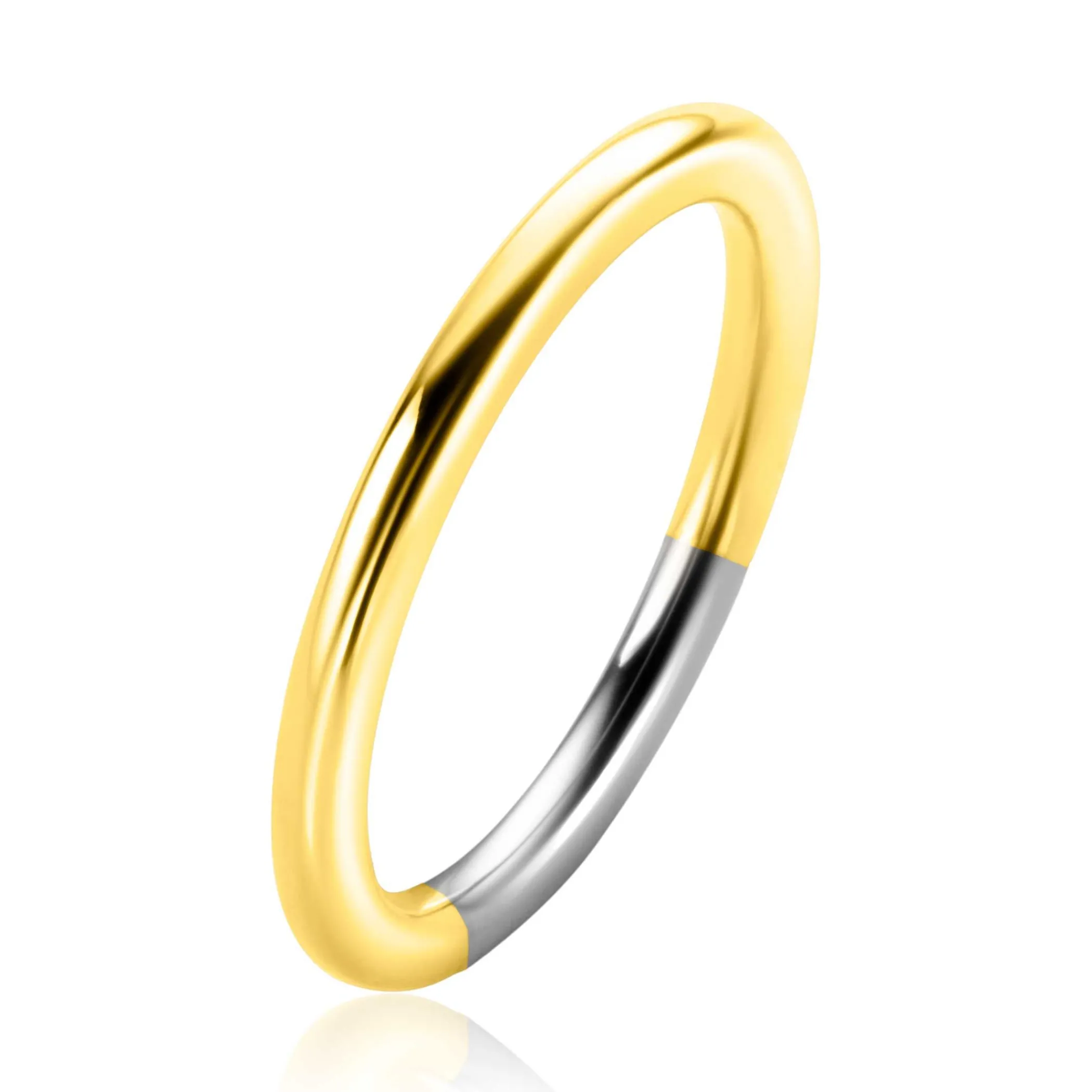 Outlet Zinzi gold plated zilveren aanschuifring met gladde bolle scheen 2mm breed ZIR2554G