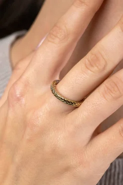 Sale Zinzi gold plated zilveren ring met sierlijk gevlochten touweffect 2,6mm breed ZIR2553G