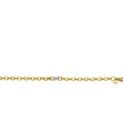 Outlet Zinzi gold plated zilveren schakel armband met een ronde schakel bezet met witte zirkonia's 6mm breed 19cm ZIA2664