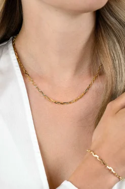 Online Zinzi gold plated zilveren ketting met venetiaanse schakels 3mm breed 42-45cm ZIC2587