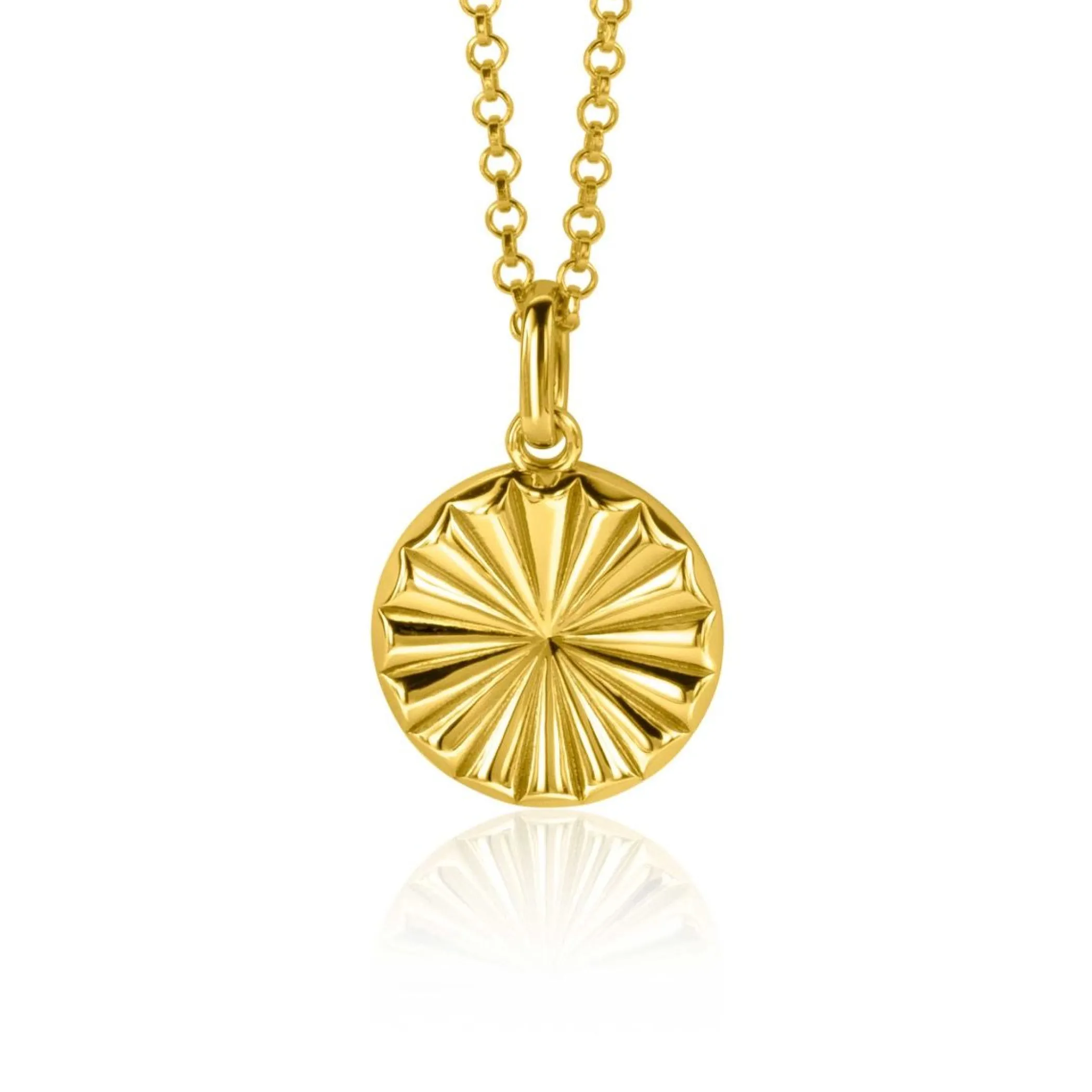 Sale Zinzi gold plated zilveren hanger zonnestralen rond 15mm ZIH2296 (zonder collier)