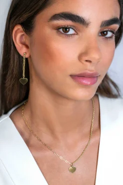 Discount Zinzi gold plated zilveren schakel ketting met twee trendy schakels en glad hart 40-45cm ZIC2381G