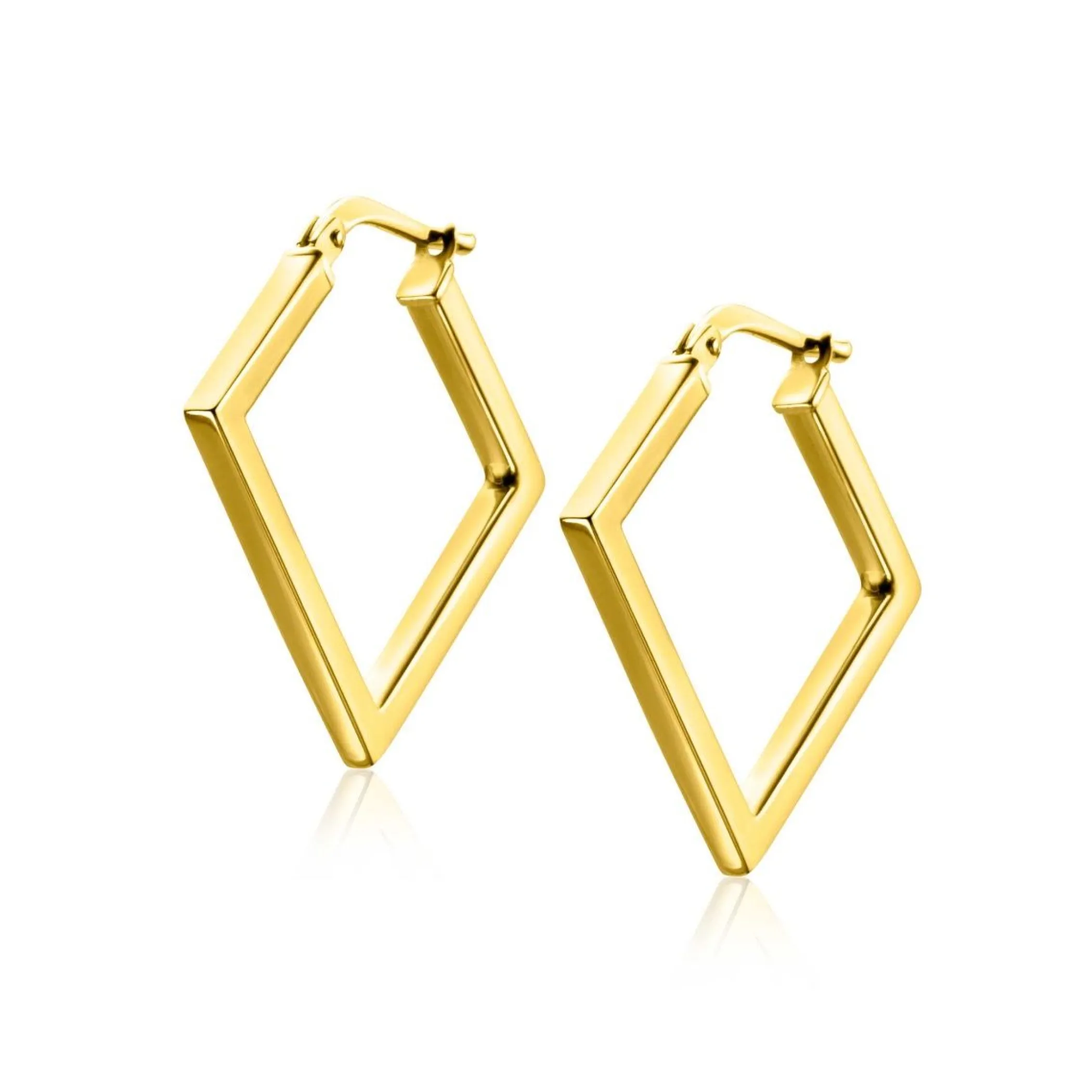 Sale Zinzi gold plated zilveren oorringen 20mm met vierkante vorm buisdikte 2mm ZIO2336G