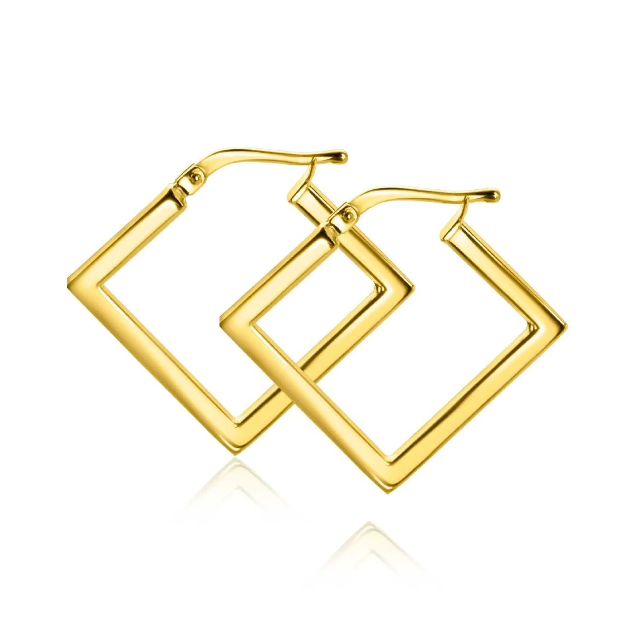 Sale Zinzi gold plated zilveren oorringen 20mm met vierkante vorm buisdikte 2mm ZIO2336G