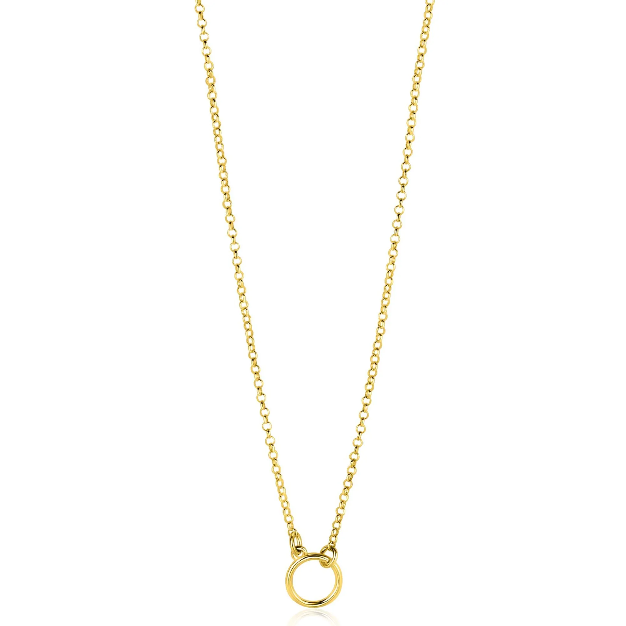 Zinzi gold plated zilveren ketting met open rondje 40-45cm ZIC2523G