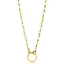 Zinzi gold plated zilveren ketting met open rondje 40-45cm ZIC2523G