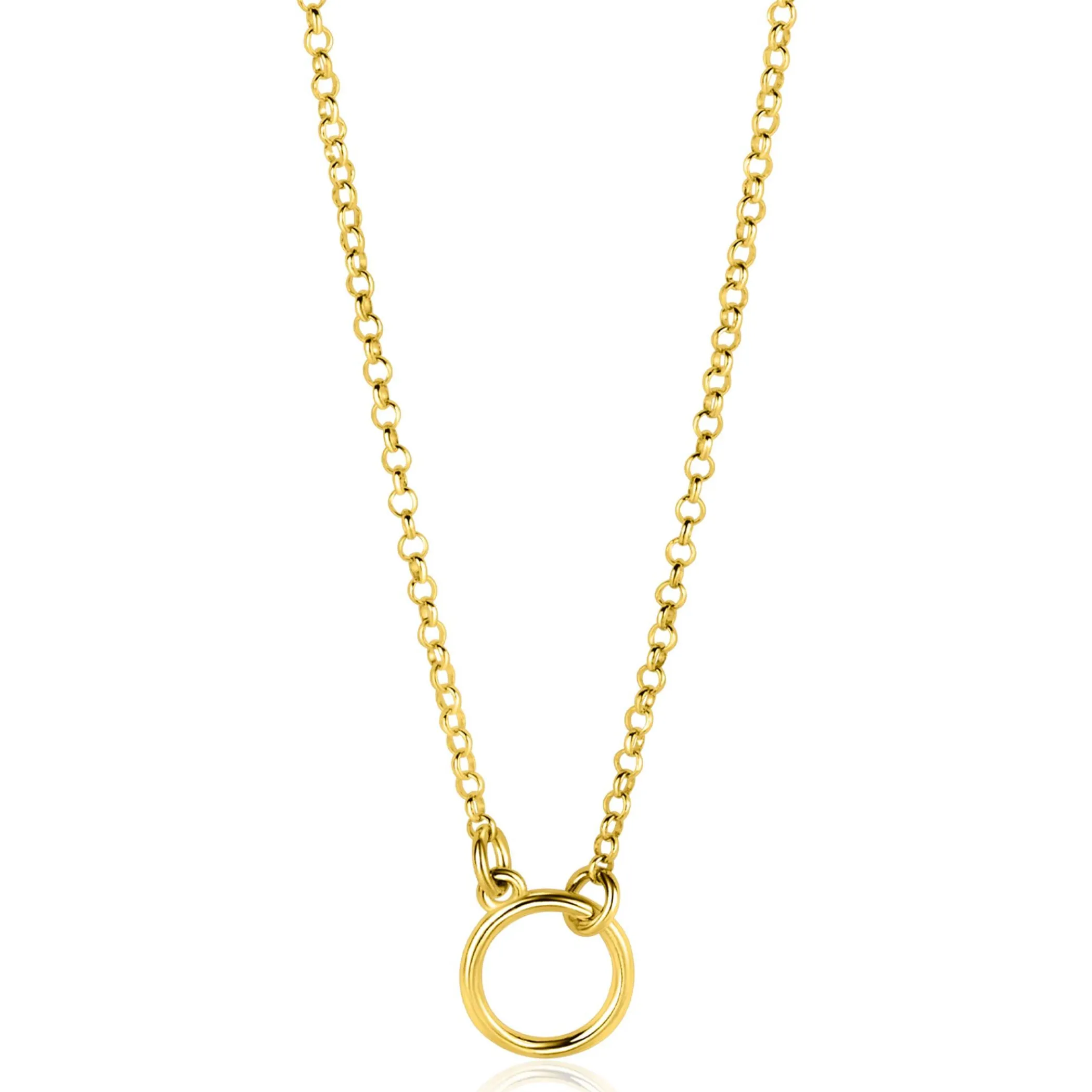 Zinzi gold plated zilveren ketting met open rondje 40-45cm ZIC2523G