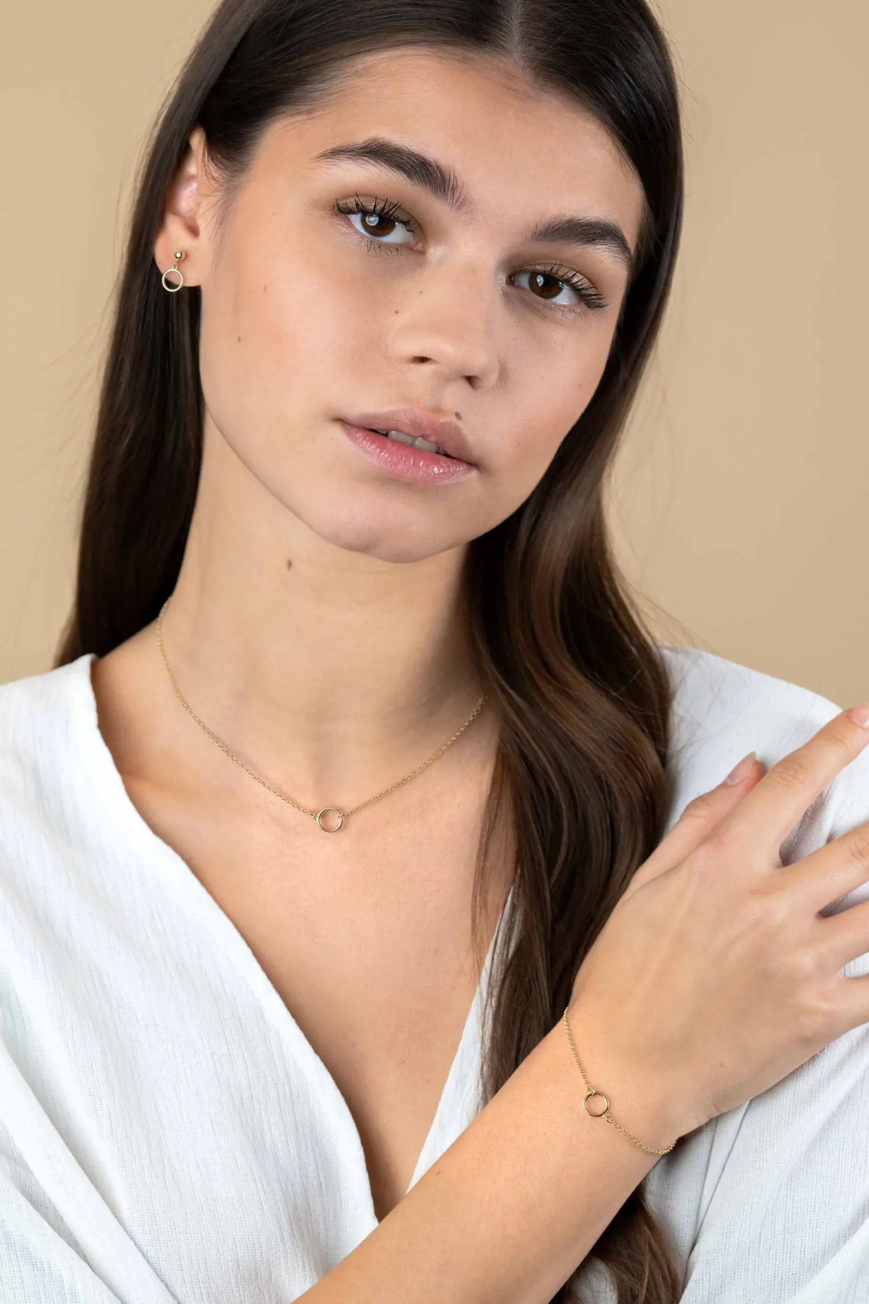 Zinzi gold plated zilveren ketting met open rondje 40-45cm ZIC2523G