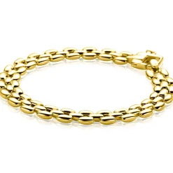 Best Zinzi gold plated zilveren brede rolex-style schakel-armband 8mm breed 19cm ZIA2764G