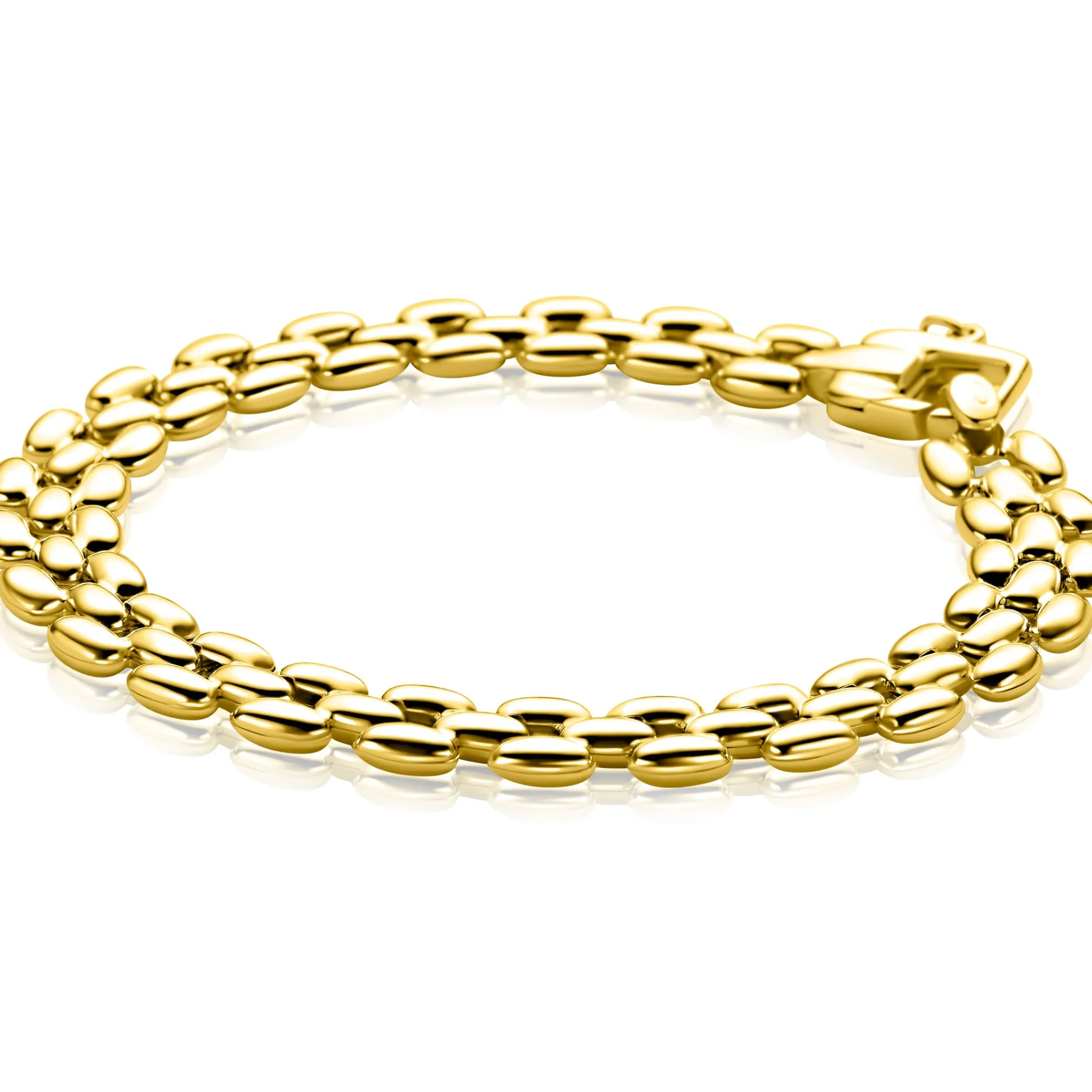 Best Zinzi gold plated zilveren brede rolex-style schakel-armband 8mm breed 19cm ZIA2764G