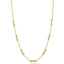 Discount Zinzi gold plated zilveren schakel ketting met zeven gladde bamboe vormen 40-45m ZIC2577G