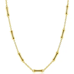 Discount Zinzi gold plated zilveren schakel ketting met zeven gladde bamboe vormen 40-45m ZIC2577G