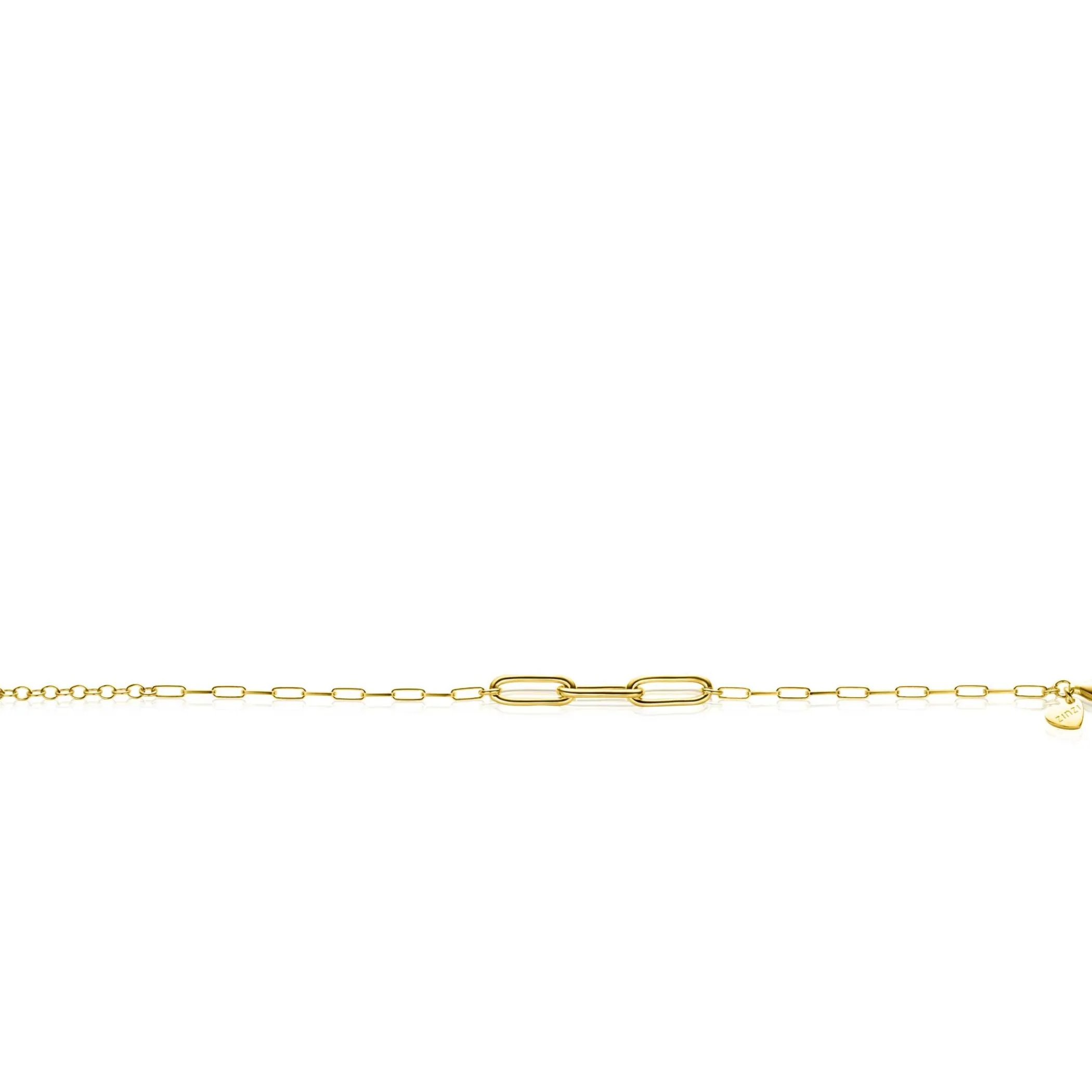 Clearance Zinzi gold plated zilveren schakelarmband met 3 grote ovale schakels 16,5-19,5cm ZIA2522