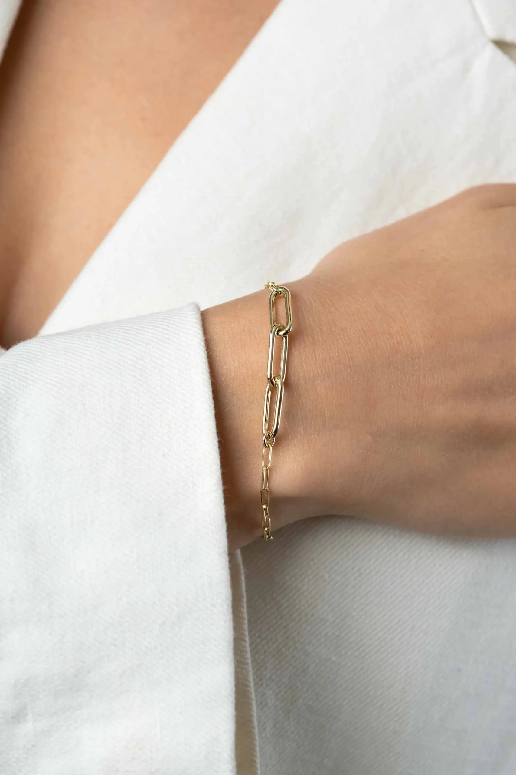 Clearance Zinzi gold plated zilveren schakelarmband met 3 grote ovale schakels 16,5-19,5cm ZIA2522