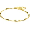Sale Zinzi gold plated zilveren schakelarmband met trio-bolletjes en drie hartvormige zirkonia's 17-20cm ZIA2679