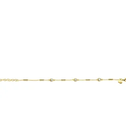 Sale Zinzi gold plated zilveren schakelarmband met trio-bolletjes en drie hartvormige zirkonia's 17-20cm ZIA2679