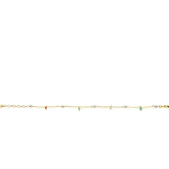 Sale Zinzi gold plated zilveren armband met witte parels en bungelende beads (5,5 mm) in frisse kleuren 17-20cm ZIA2705G