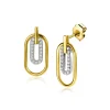Clearance Zinzi gold plated zilveren ovale oorstekers 20mm bezet met witte zirconia's ZIO2329