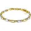 Online Zinzi gold plated zilveren schakelarmband met bicolor rechthoekige schakels (6,5mm breed) ZIA2757
