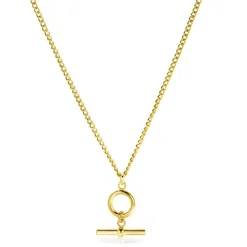 New Zinzi gold plated zilveren gourmet ketting 45cm met trendy kapittelstokje en open rondje 40-45cm ZIC2359