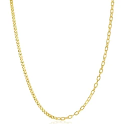 New Zinzi gold plated zilveren multi-schakelketting met gourmet en paperclip schakels 2,7mm breed 43-45cm ZIC2468G