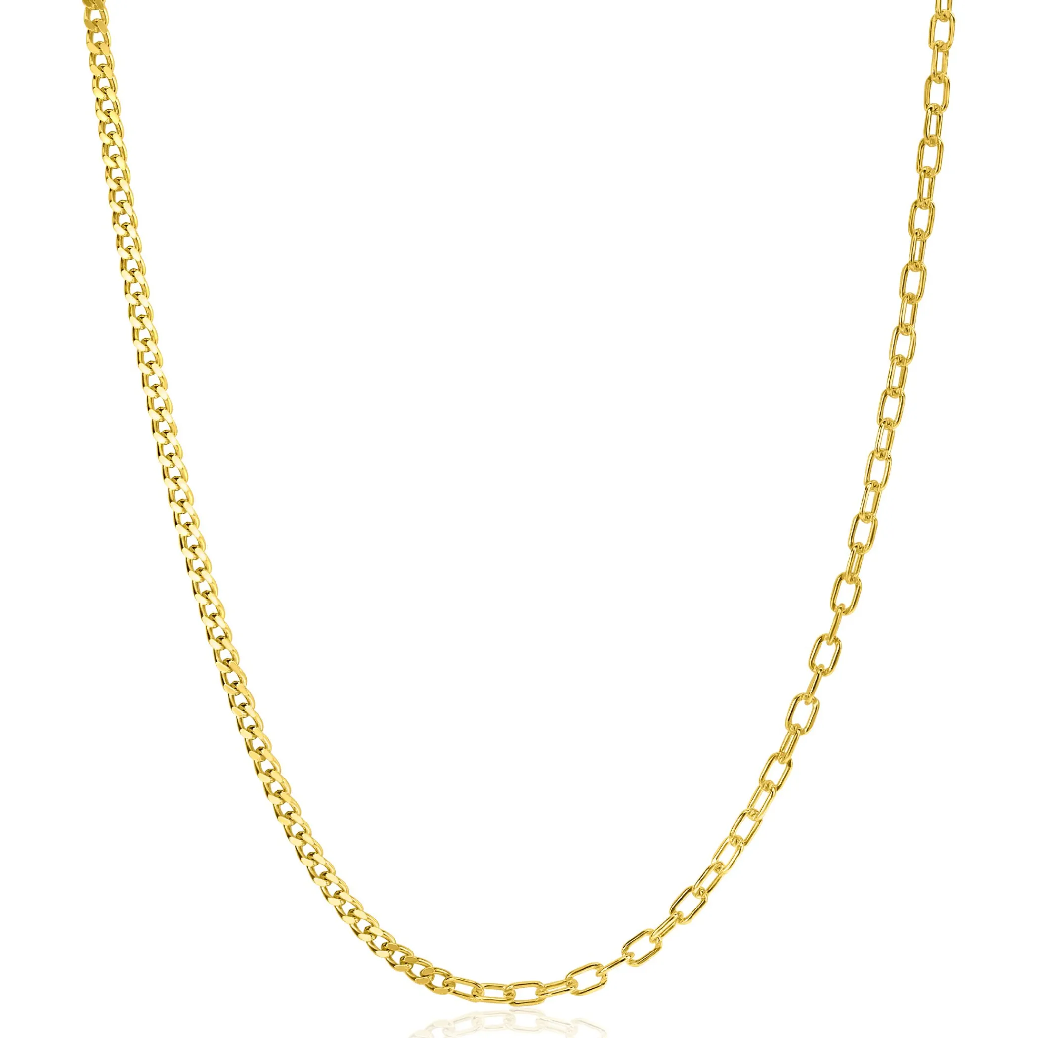 New Zinzi gold plated zilveren multi-schakelketting met gourmet en paperclip schakels 2,7mm breed 43-45cm ZIC2468G