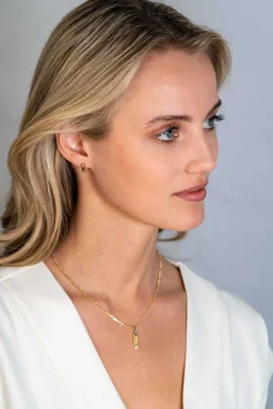 Clearance Zinzi gold plated zilveren rechthoekig plaatje als hanger 20mm bezet met witte zirconia ZIH2298 (zonder collier)