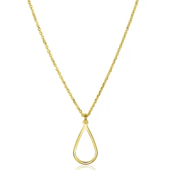 Clearance Zinzi gold plated zilveren jasseron ketting met open druppelvormige hanger (10mm) 42-45cm ZIC2635