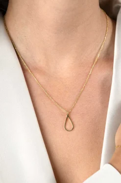 Clearance Zinzi gold plated zilveren jasseron ketting met open druppelvormige hanger (10mm) 42-45cm ZIC2635