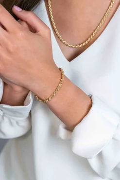 Clearance Zinzi gold plated zilveren koord armband 4mm breed ZIA2343G