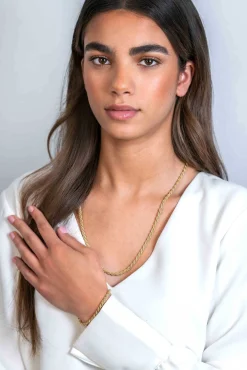 Clearance Zinzi gold plated zilveren koord armband 4mm breed ZIA2343G