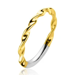 New Zinzi gold plated zilveren aanschuifring met gedraaide buis 2mm ZIR2321G