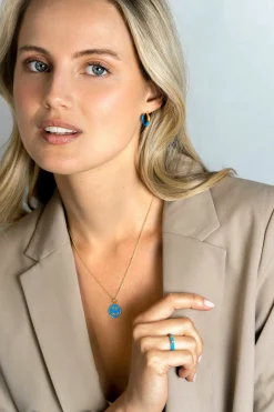 Discount Zinzi gold plated zilveren aanschuifring trendy blauw emaille en witte zirconia's 3mm ZIR2315B