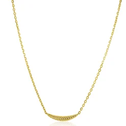 Sale Zinzi gold plated zilveren schakelkettinkje met grote veer. De veer staat symbool voor je vleugels uitslaan en vrijheid. 40-45cm ZIC2644G