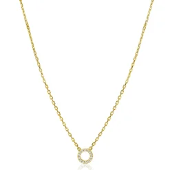 Best Zinzi gold plated zilveren ketting met open rondje (7,5mm) bezet met witte zirconia's 40-45cm ZIC2550Y