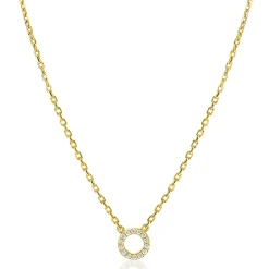 Best Zinzi gold plated zilveren ketting met open rondje (7,5mm) bezet met witte zirconia's 40-45cm ZIC2550Y