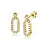Discount Zinzi gold plated zilveren oorstekers (13mm) met een open ovale vorm bezet met witte zirconia's ZIO2398Y