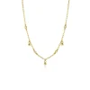 New Zinzi gold plated zilveren schakelketting met vier witte zirkonia's en 3 ronde bolletjes, gelijkmatig verdeeld over de ketting 42-45cm ZIC2658