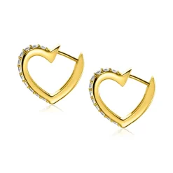Zinzi gold plated zilveren oorringen 17mm hartvorm met witte zirconia's ZIO2195Y