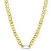 Outlet Zinzi gold plated zilveren brede gourmet ketting 42cm met zilveren ovale sluitring ZIC2378G