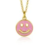 Best Zinzi gold plated zilveren hanger smiley rond 15mm met roze emaille ZIH2312R (zonder collier)