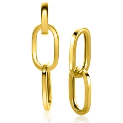 Sale Zinzi gold plated zilveren oorbedels twee lange paperclip schakels 37mm ZICH2352G (zonder oorringen)