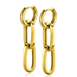 Sale Zinzi gold plated zilveren oorbedels twee lange paperclip schakels 37mm ZICH2352G (zonder oorringen)