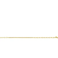 Outlet Zinzi gold plated zilveren fantasie schakel armband (2,3mm breed) waarbij de ene helft bezet is met witte zirconia's 17-20cm ZIA2460Y