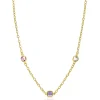 New Zinzi gold plated zilveren schakelketting met ronde en vierkante zettingen pastel en paars 42-45cm ZIC2525G