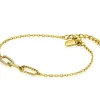 Clearance Zinzi gold plated zilveren schakel armband met drie paperclip schakels, glad bewerkt witte zirconia's ZIA2330Y