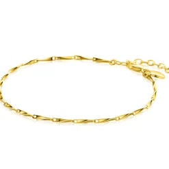 Clearance Zinzi gold plated zilveren schakel armband met glinsterende pijlvormige schakels 1,5mm breed 17,5-20cm ZIA2414G