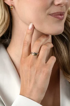 Hot Zinzi gold plated zilveren ring organisch gevormd 3,5mm breed ZIR2627G
